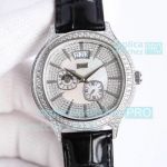 Swiss Replica Piaget Dual Time Zone Watch SS Diamond - Emperador Coussin